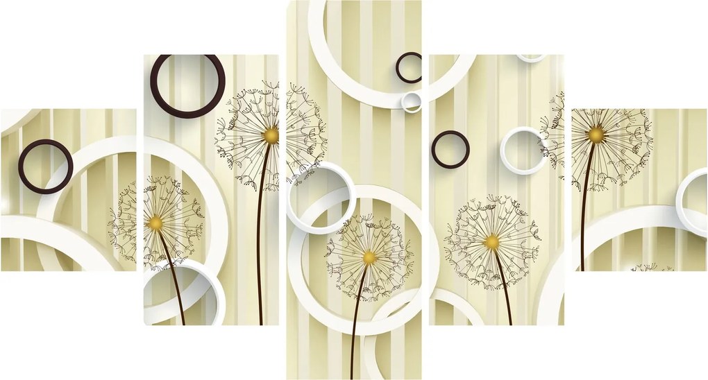 Abstrakcyjny obraz z dmuchawcami (125x70 cm)