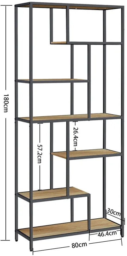 Designerski regał drewno metal dąb sonoma Rayan 4X