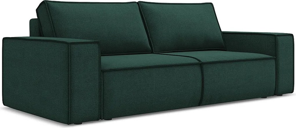 Kanapa 3-osobowa z funkcją spania - z tkaniny strukturalnej - butelkowa zieleń - KIMO