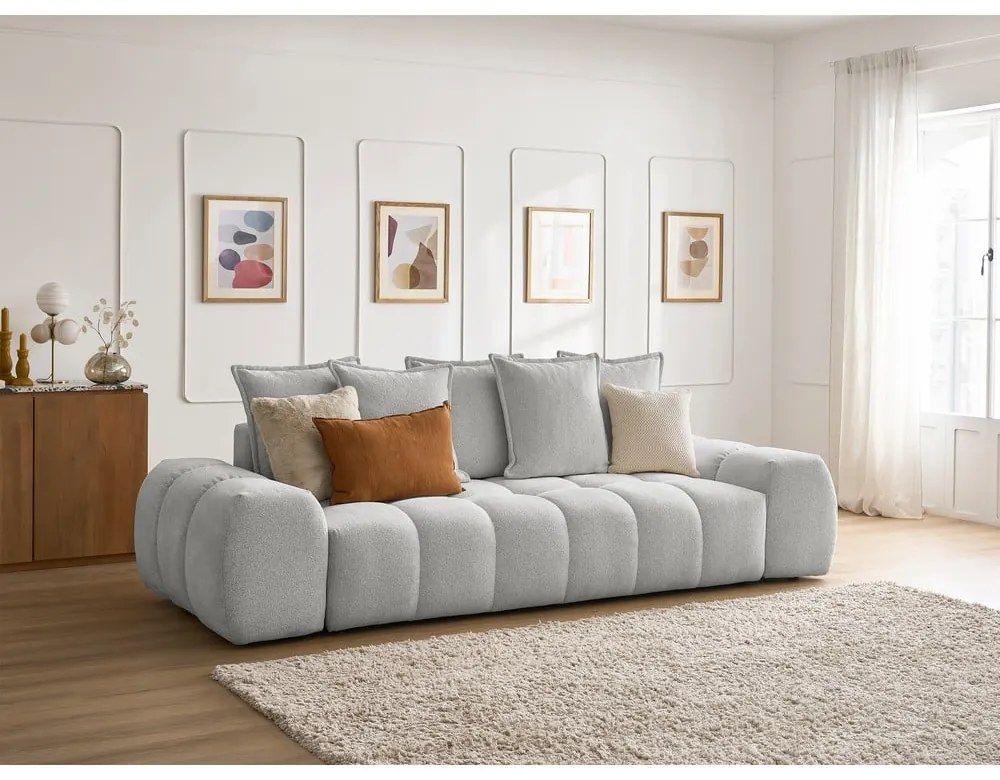 Jasnoszara sofa z tkaniny szenilowej 278 cm Everest – Bobochic Paris