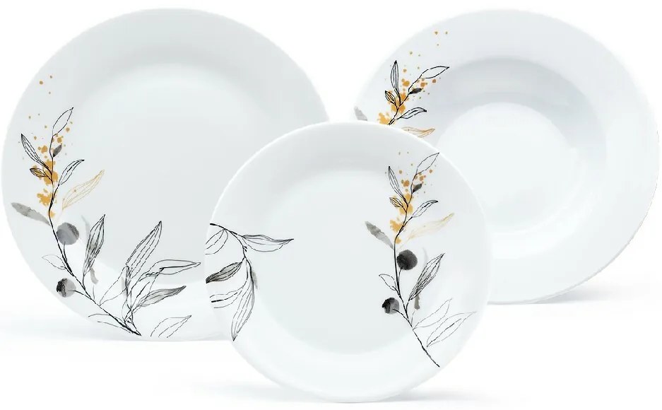 Arôme Home 18-częściowy zestaw obiadowy Wierzba, ekstra biały