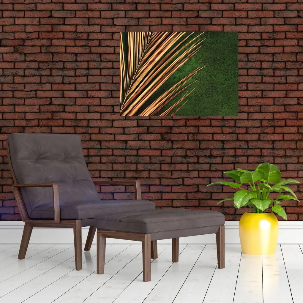 Obraz na szkle z liściem (70x50 cm)