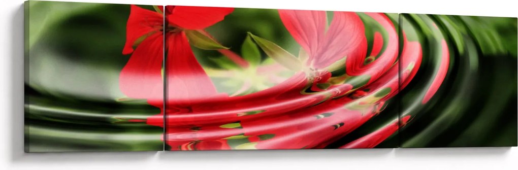 Abstrakcyjny obraz - kwiaty w falach (170x50 cm)