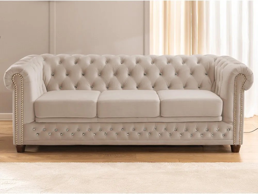 Beżowa aksamitna rozkładana sofa 203 cm York Blik – Ropez