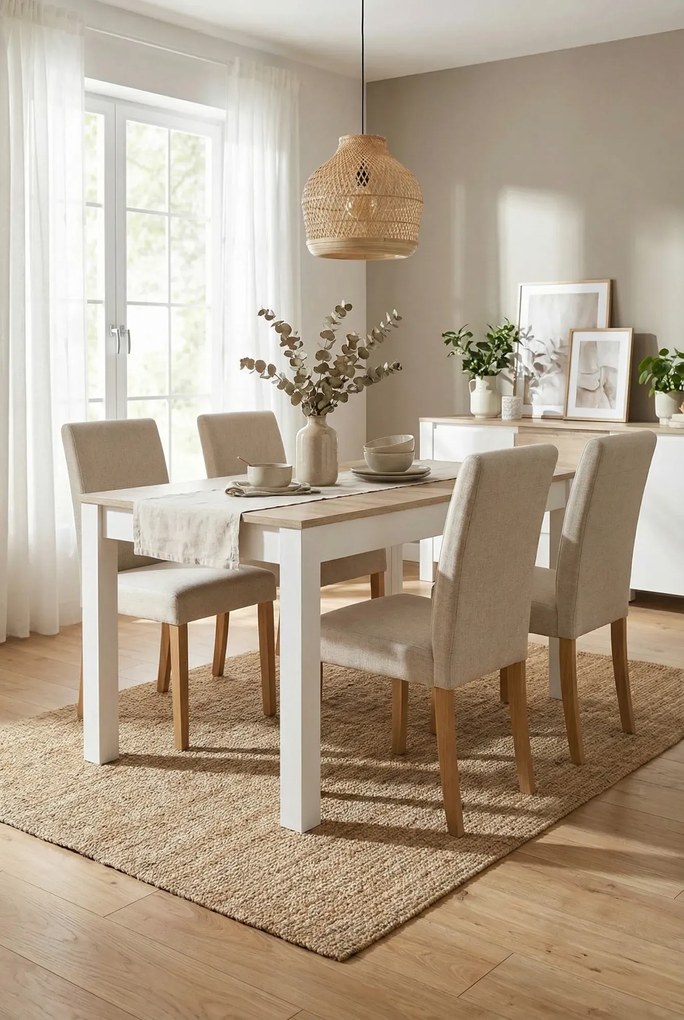 Stół rozkładany - dąb sonoma+biały L6-R53