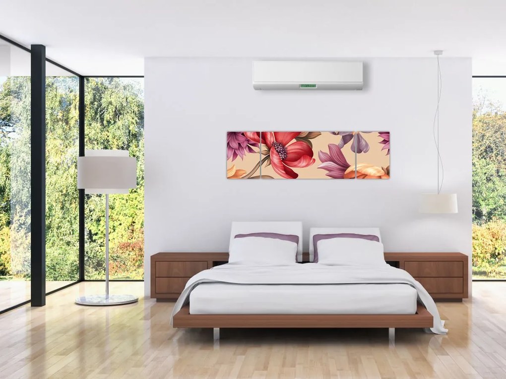 Obraz - Vintage Flowers (170x50 cm)