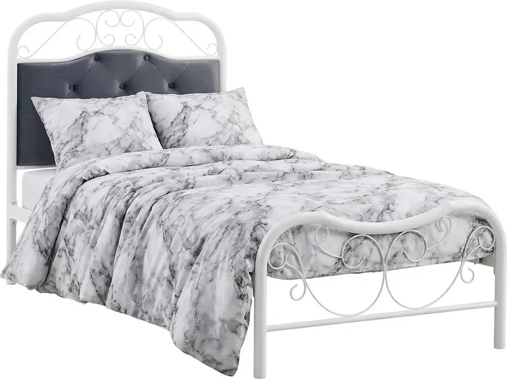 Białe łóżko metalowe 90 x 200 cm N3-C40