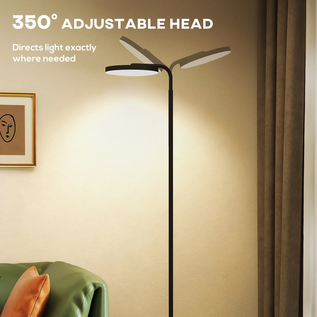 HOMCOM Lampa stojąca LED z magnetycznym pilotem, elastycznie regulowana, obrotowa, metal, czarna