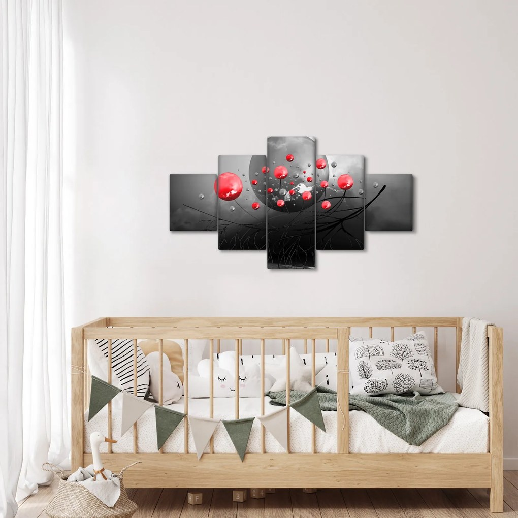 Obraz czerwonych abstrakcyjnych kul (125x70 cm)