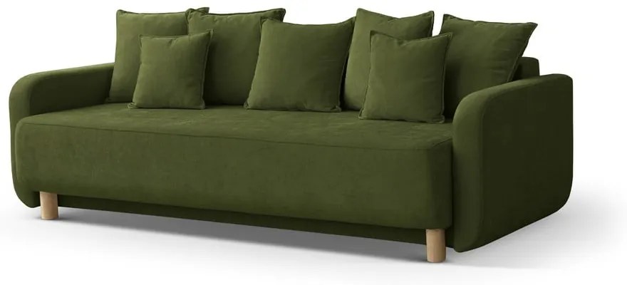 Zielona rozkładana sofa ze schowkiem 231 cm Elen – Micadoni