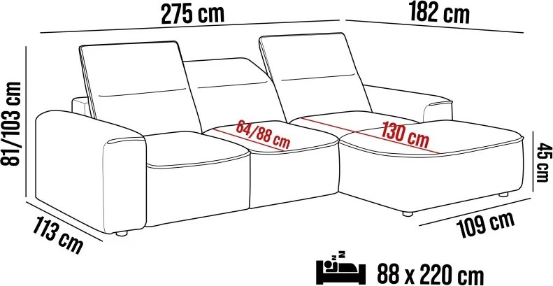Narożnik COLOMBO Mini Prawostronny z elektryczną funkcją spania pojemnikiem PALLADIUM 05 Brązowy WERSAL