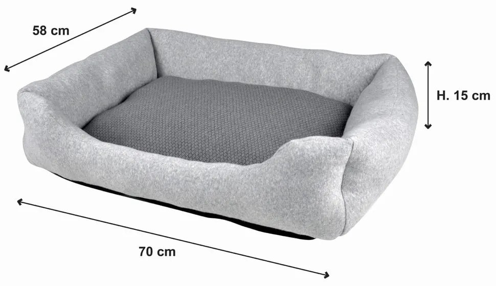 Jasnoszare legowisko dla psów 70x58 cm Graphene – Love Story
