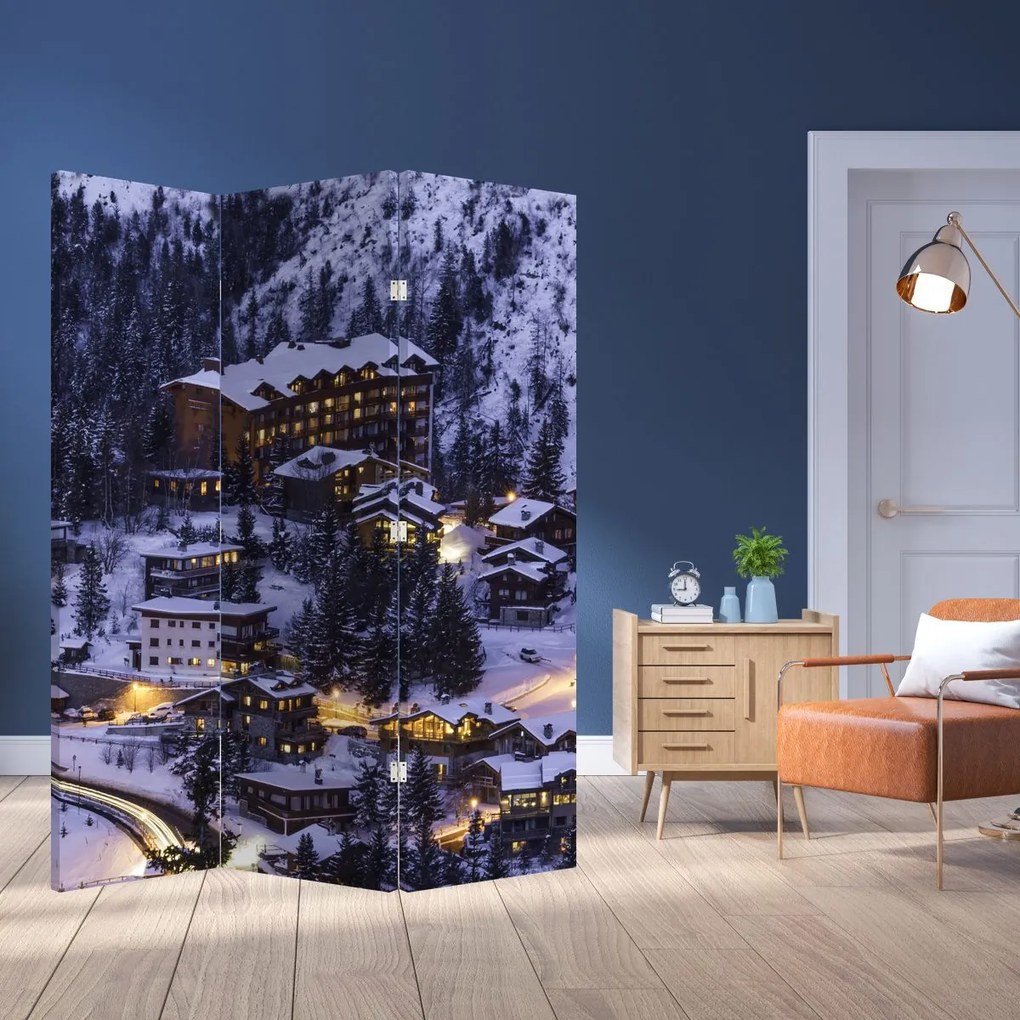 Parawan - Górskie zimowe miasteczko (126x170 cm)