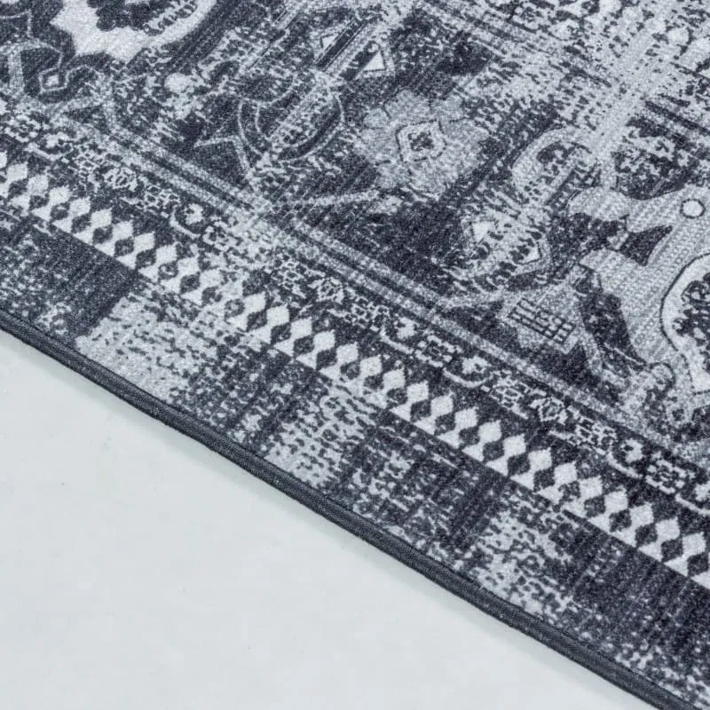 Dywan drukowany antypoślizgowy Fiesta Vintage szaro-czarny 120 cm x 170 cm
