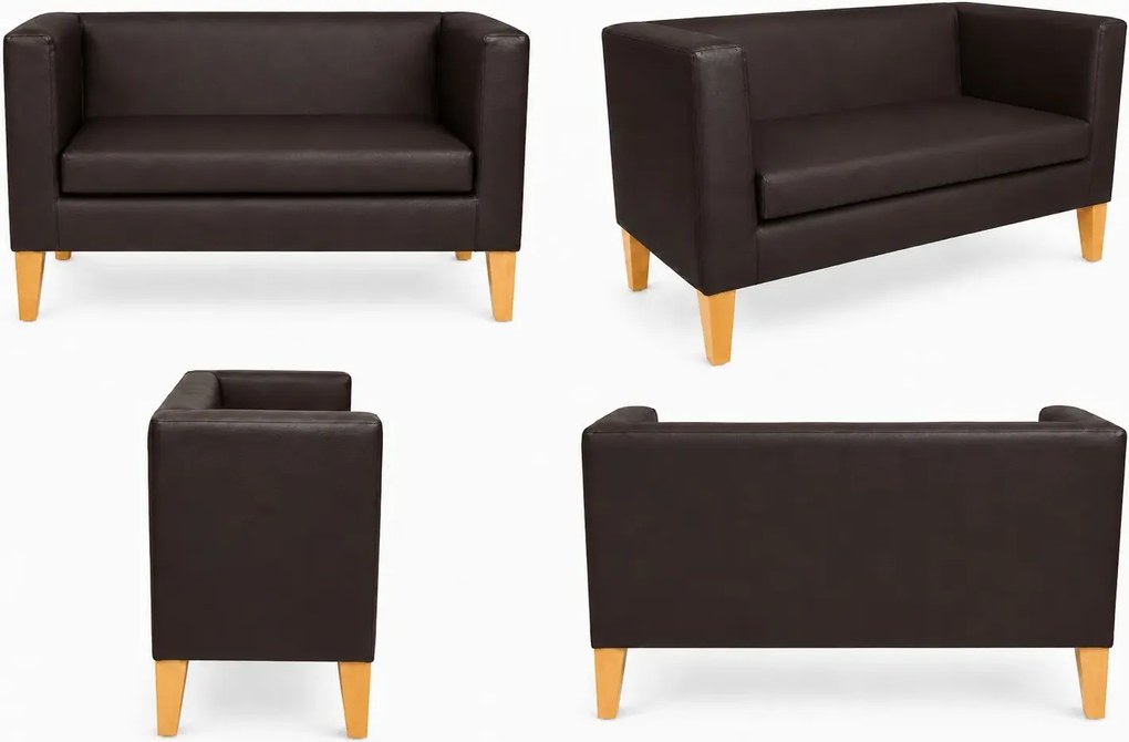 Sofa Monaco : Kolor nogi - Drewno, Kolor tkaniny - EKO-SKÓRA - 19D, Typ tkaniny - Eko-skóra , Wysokość nogi - 20 cm