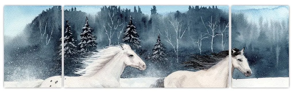 Obraz malowanych koni (170x50 cm)