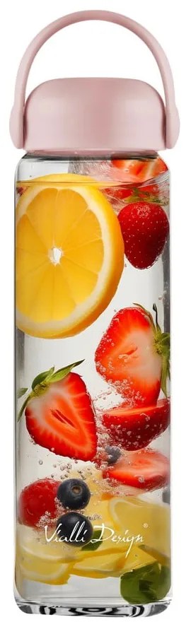 Różowa szklana butelka 540 ml Fuori – Vialli Design