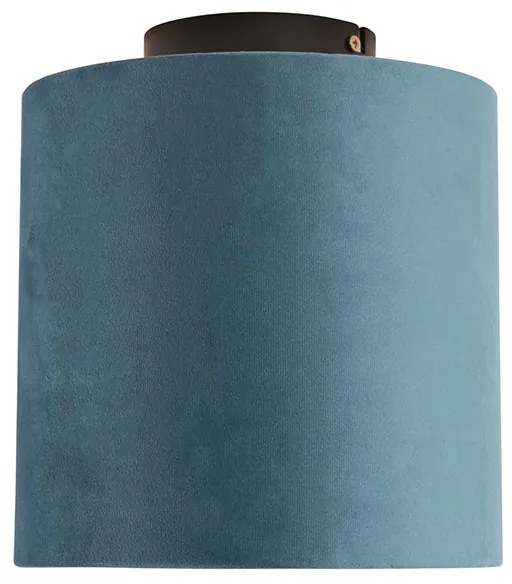 Lampa sufitowa z abażurem z aksamitu niebieskim ze złotem 20 cm - Combi Black klasyczny/Antyczny Oswietlenie wewnetrzne