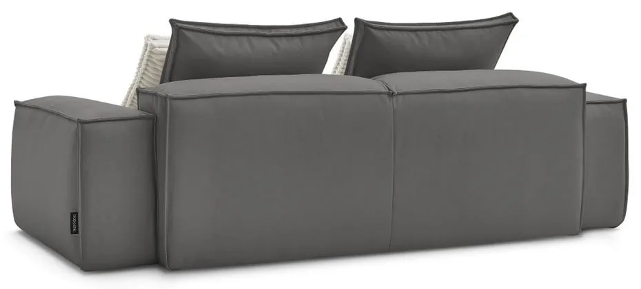 Szara sofa z imitacji skóry 260 cm Boheme – Bobochic Paris