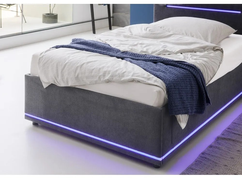 Ciemnoszare tapicerowane łóżko dziecięce bez stelaża 140x200 cm Circle – Meise Möbel