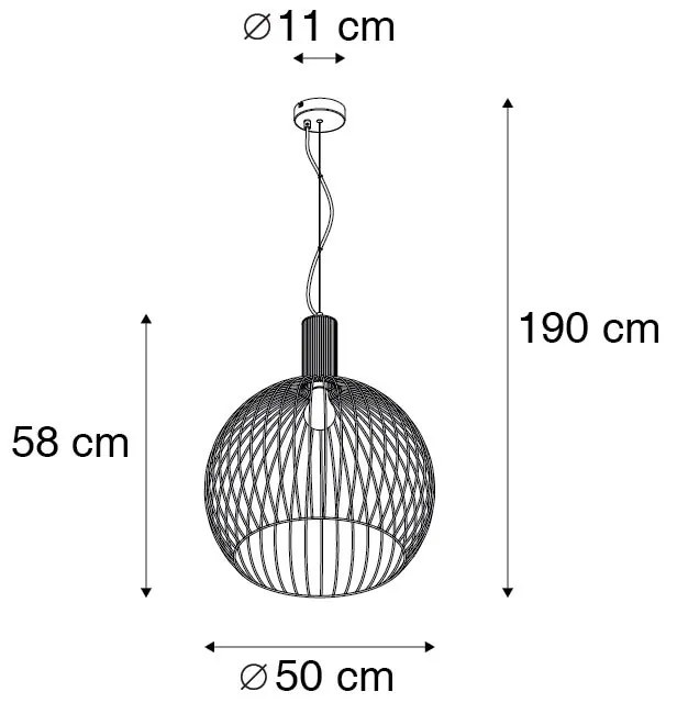 Designerska okrągła lampa wisząca czarna 50 cm - Dos Nowoczesny Oswietlenie wewnetrzne