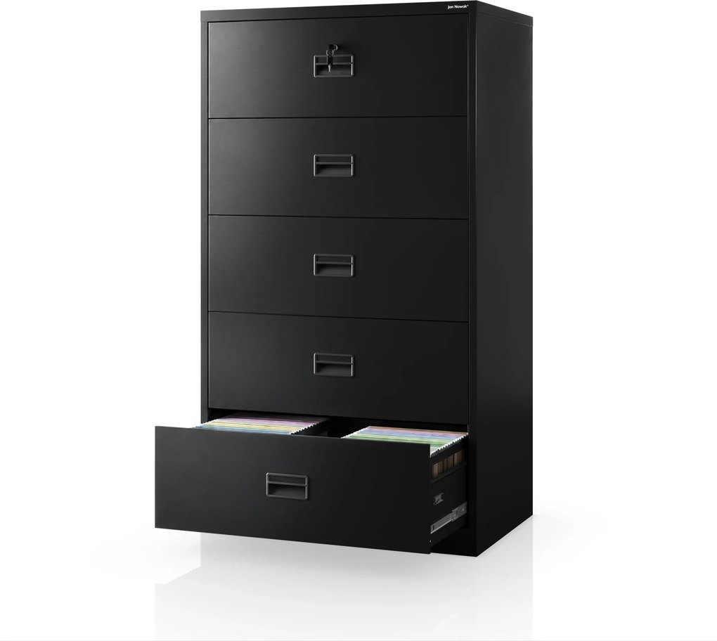 Szafa kartotekowa metalowa z 5 szufladami czarna, 900x1620x600 mm: SARA XL V5