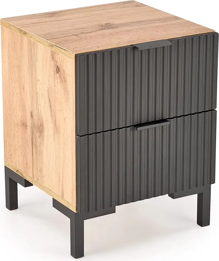 Szafka nocna nowoczesna dąb craft + czarny S5-S98