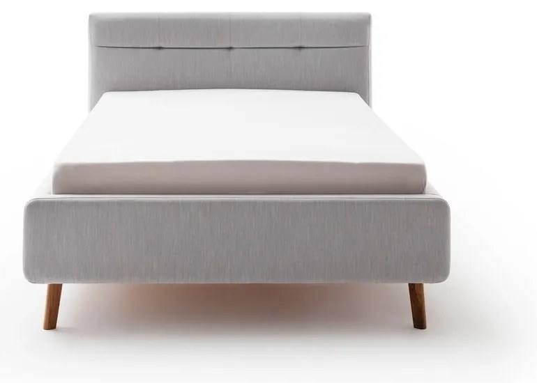 Jasnoszare tapicerowane łóżko dwuosobowe ze schowkiem i stelażem 140x200 cm Lotte – Meise Möbel