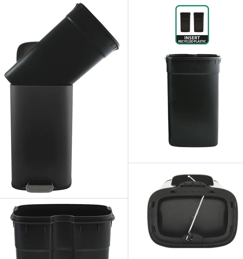 Spirella Kosz na śmieci z pedałem soft-close Akira 30 l, matowy czarny, 30 l