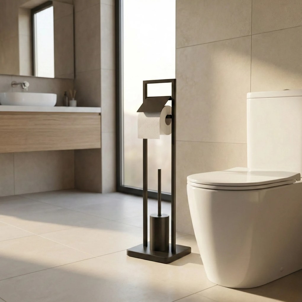Szczotka do WC z uchwytem na papier toaletowy ARLE, 77 cm