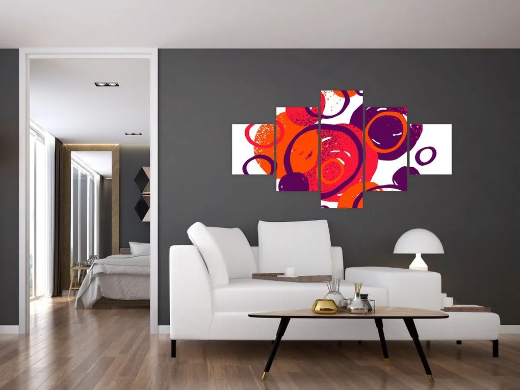 Obraz - Motyw z kółkami w ciepłych kolorach (125x70 cm)