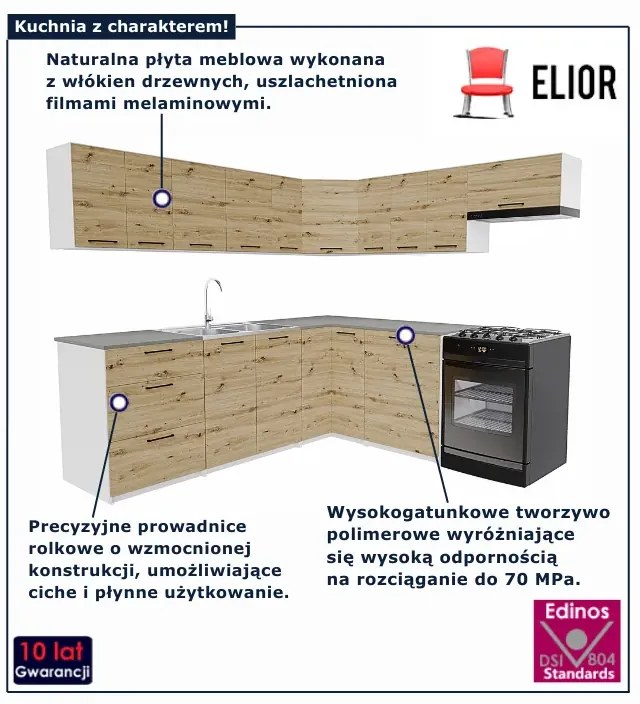 Narożny komplet mebli kuchennych dąb artisan  T5-F34