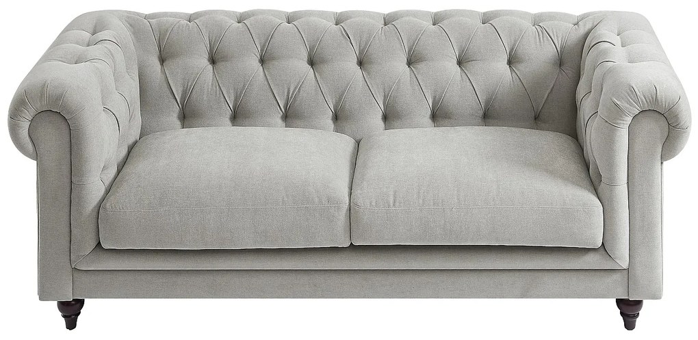 Kanapa 3-osobowa chesterfield z jasnoszarą tapicerką - CRONEL