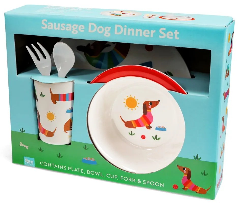 Zestaw naczyń dla dzieci 5 szt. Sunny Sausage Dog – Rex London