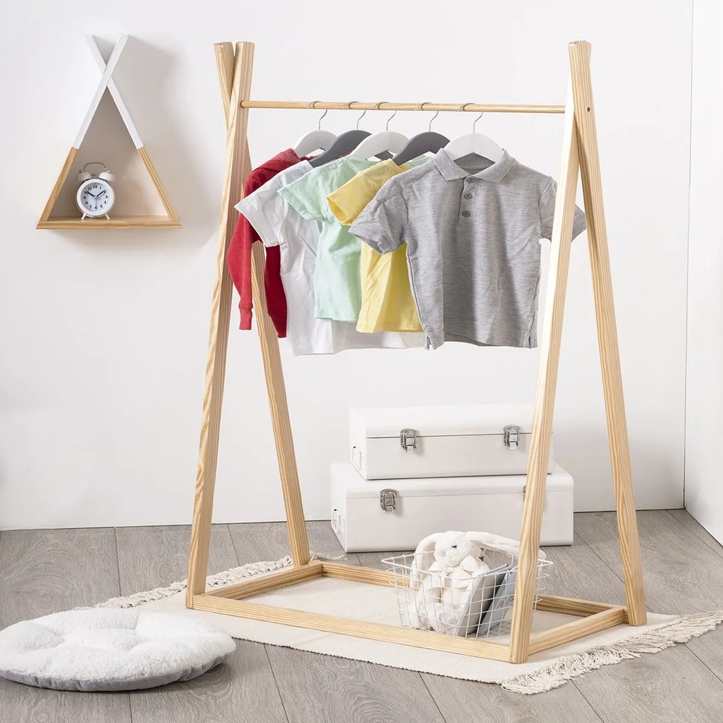 TIPI Drewniany wieszak na ubrania dla dzieci - 78 x 38 x 126