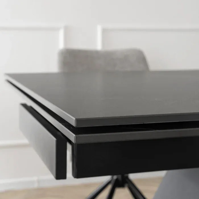Stół Rozkładany Prostokątny VICTOR 160-240 cm Ceramiczny Czarny do Jadalni Loft