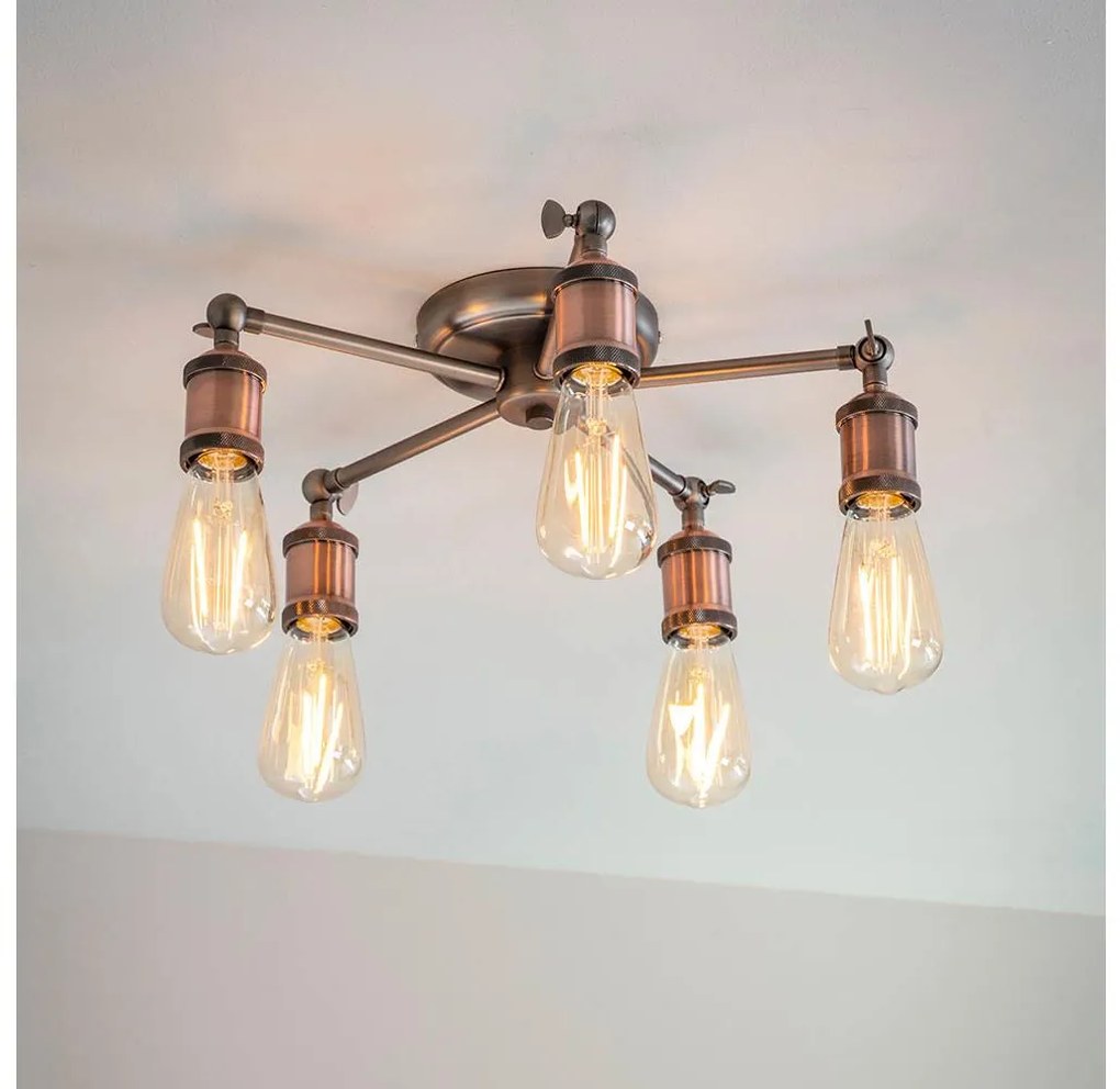 Endon 76336 - Oprawa punktowa HAL 5xE27/40W/230V matowy chrom/miedziany