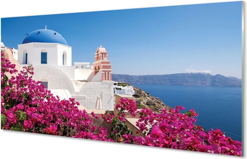 Panel szklany do Kuchni Kwiatowy Zakątek nad Morzem