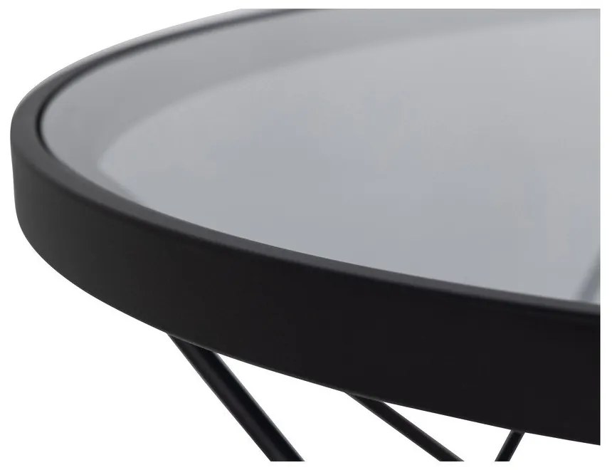 Czarny stolik ze szklanym blatem ø 80 cm Cuxton – Actona
