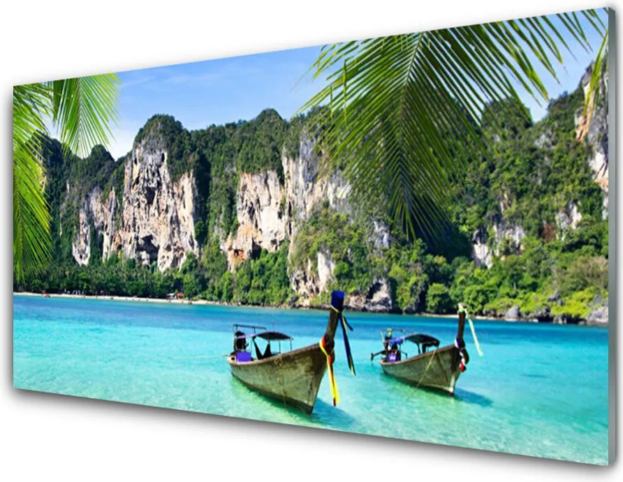 Szkło Dekoracyjne do Kuchni Kolorowe Łodzie na Falach