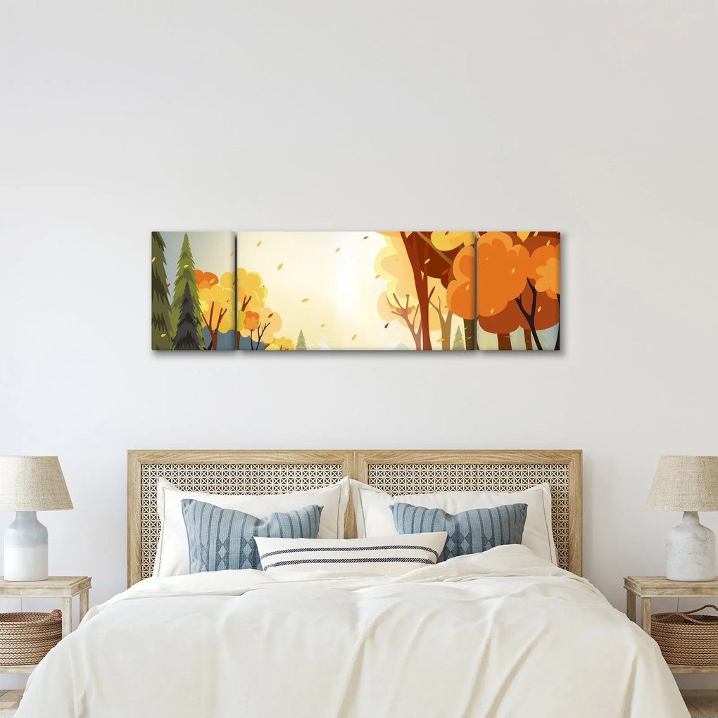 Obraz - Jesienny krajobraz, ilustracja (170x50 cm)