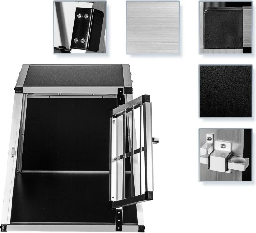 Skrzynia transportowa aluminiowa dla psów, 54 × 69 × 50 cm,