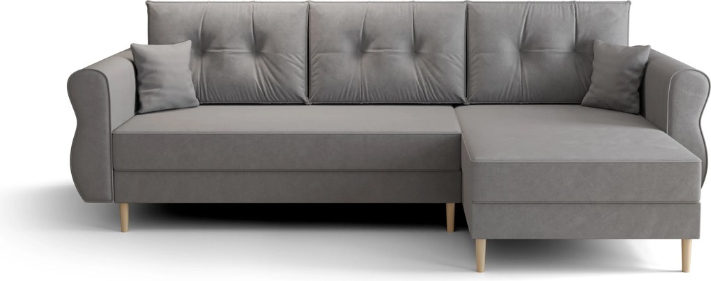 PROMOCJA Rozkładana narożna sofa dwustronna do L SILVIANO 230x140 cm, szara II. jakość
