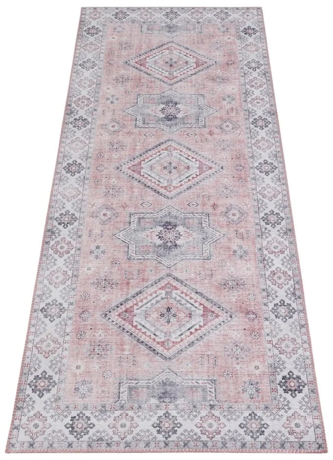 Jasnoróżowy chodnik Nouristan Gratia, 80x200 cm