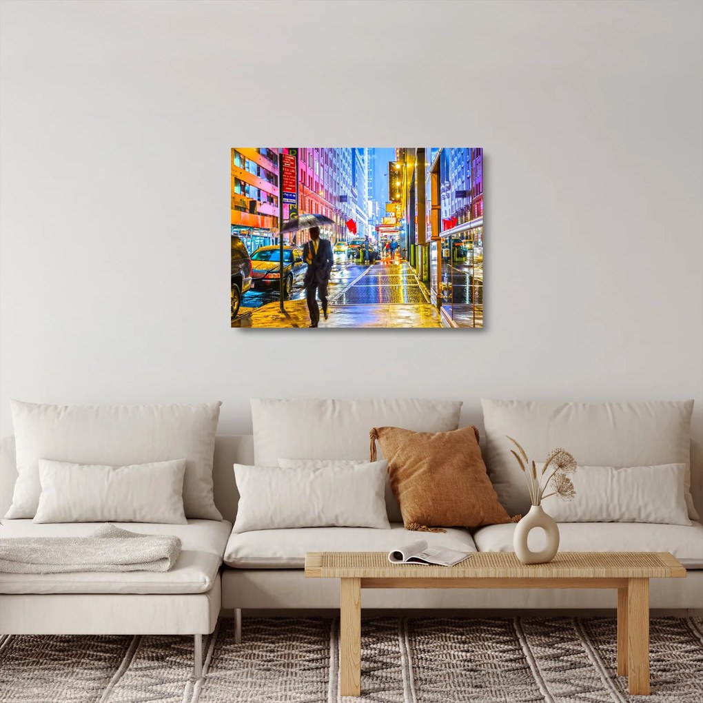Obraz na szkle - Miasto w neonowym blasku (70x50 cm)