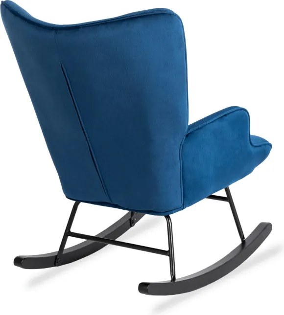 Fotel Bujany na Biegunach Uszak Wypoczynkowy ELIS Granatowy Welurowy Nowoczesny