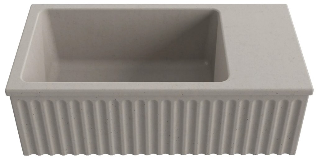 Umywalka betonowa ryflowana nablatowa / wisząca prostokątna 60 x 30 cm WELLE | różne kolory : Kolor - Cappuccino, Typ montażu - podwieszana