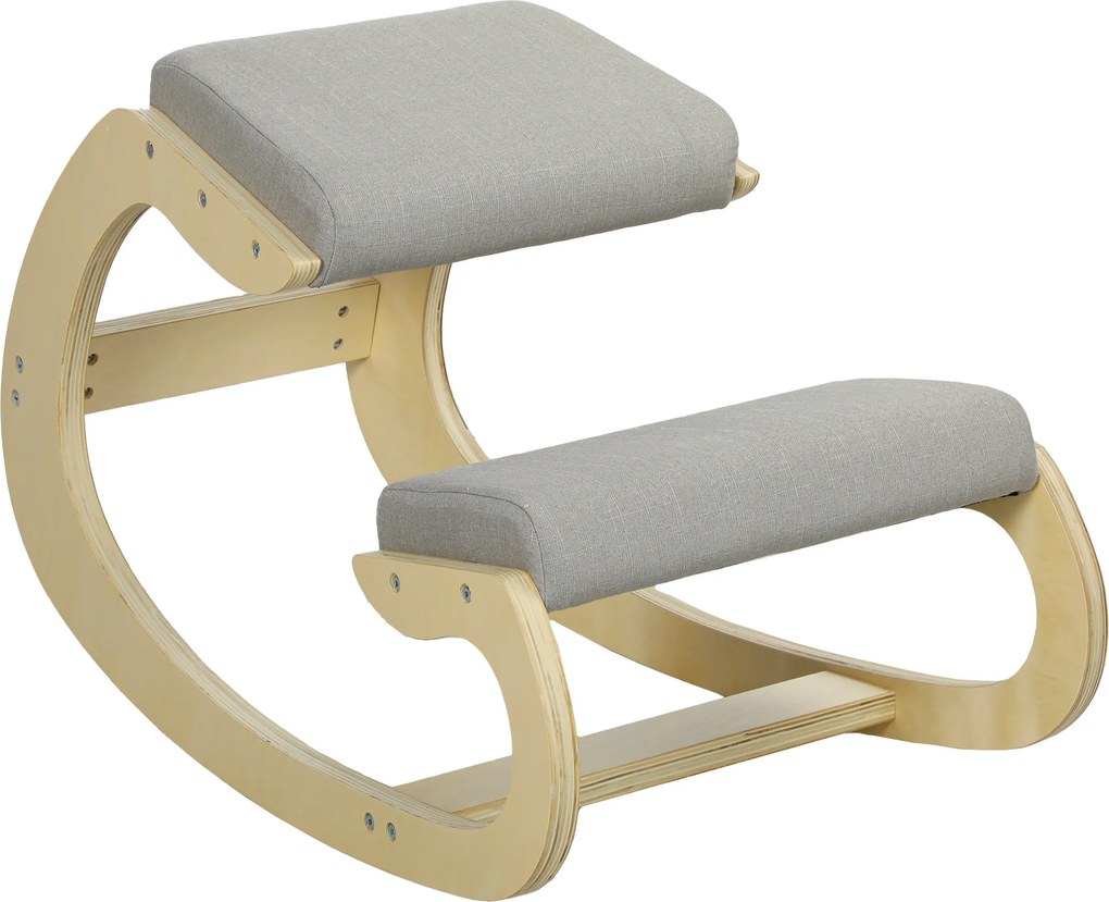 HOMCOM Ergonomiczne, bujane krzesło klęczące do home office, do poprawy postawy, jasnoszary | Aosom PL