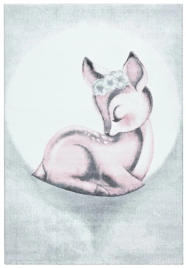Jasnoszaro-różowy dywan dziecięcy 80x150 cm Bambi – Ayyildiz Carpets