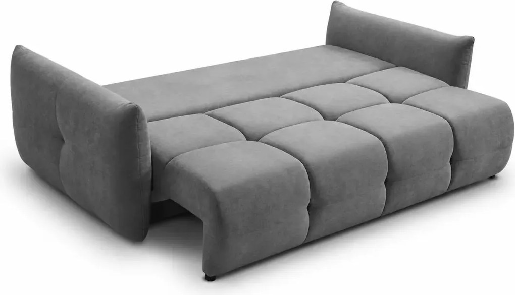 Kanapa Tetrin – nowoczesna sofa z funkcją spania, pojemnikiem na pościel i poduchami oparciowymi